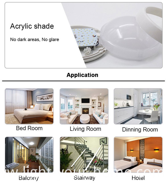 Acyclic Cover LED Ceiling Light 20W Indoor Ceiling Lamp Warranty 3 Years
